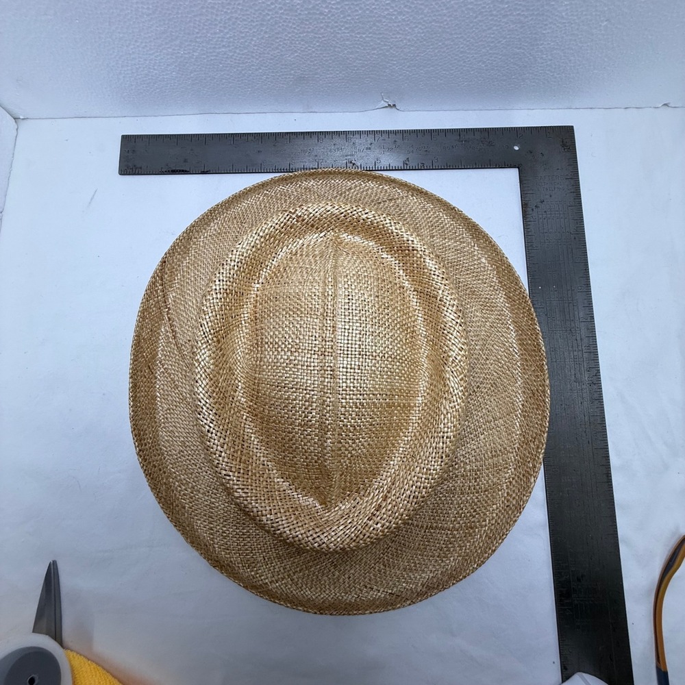 Stetson Straw Hat Mens Large Tan Fedora Telescope Crown Wide Brim Mexico 791